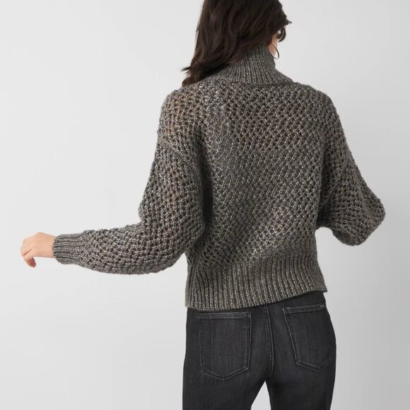 WHBM Open Stitch Zip-Up Cardigan Sweater - Picture 4 of 11